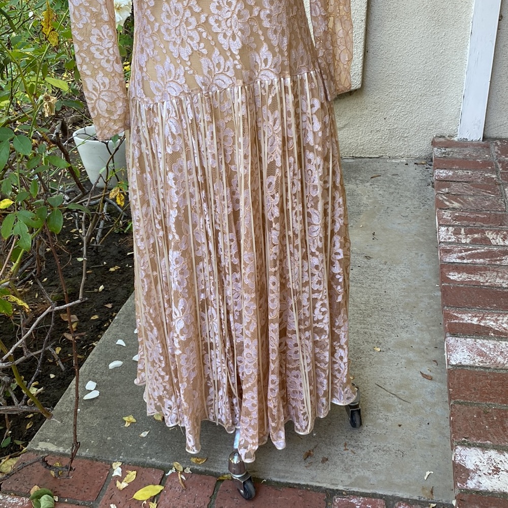 FINAL FRENCH ROSE VINTAGE LACE DRESS - Picture 7 of 15